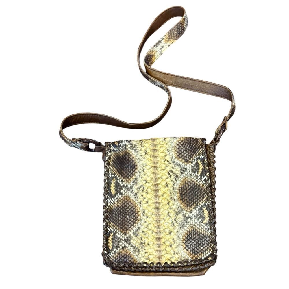Anthony Luciano Python & Brown Leather Crossbody Bag